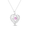 Thumbnail Image 2 of Pink & White Lab-Created Sapphire Heart Necklace Sterling Silver 18"