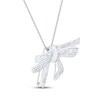 Thumbnail Image 2 of Pink & White Lab-Created Sapphire Bow Necklace Sterling Silver 18"