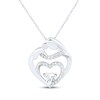 Thumbnail Image 1 of Heart-Shaped White Lab-Created Sapphire Mother & Child Heart Necklace Sterling Silver 18"