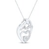 Thumbnail Image 2 of Heart-Shaped White Lab-Created Sapphire Mother & Child Heart Necklace Sterling Silver 18"