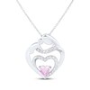 Thumbnail Image 1 of Heart-Shaped Pink & White Lab-Created Sapphire Mother & Child Heart Necklace Sterling Silver 18"