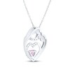 Thumbnail Image 3 of Heart-Shaped Pink & White Lab-Created Sapphire Mother & Child Heart Necklace Sterling Silver 18"