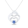 Thumbnail Image 1 of Heart-Shaped Blue & White Lab-Created Sapphire Mother & Child Heart Necklace Sterling Silver 18"