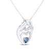 Thumbnail Image 2 of Heart-Shaped Blue & White Lab-Created Sapphire Mother & Child Heart Necklace Sterling Silver 18"