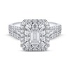 Thumbnail Image 4 of Emerald-Cut Diamond Double Halo Engagement Ring 1-3/4 ct tw 14K White Gold