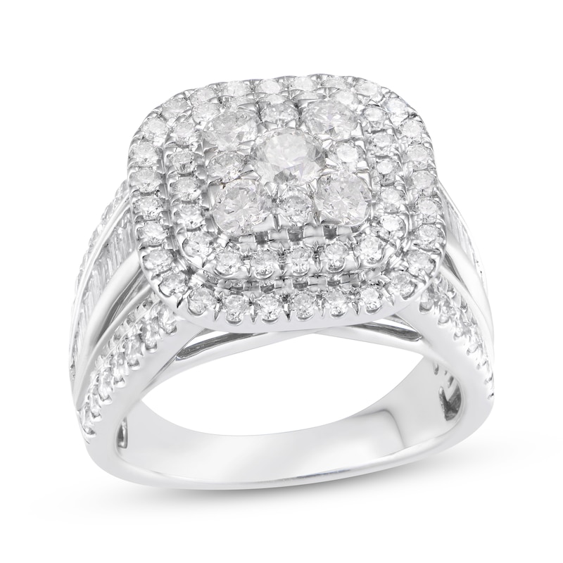 Main Image 1 of Adore Multi-Diamond Double Cushion Halo Engagement Ring 3 ct tw 14K White Gold