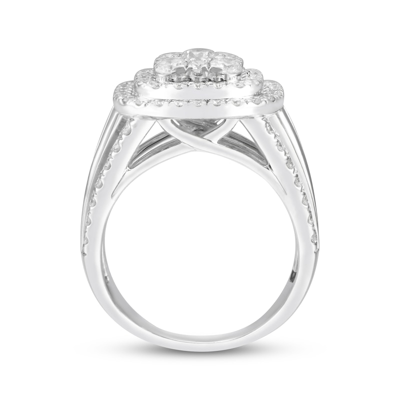 Main Image 3 of Adore Multi-Diamond Double Cushion Halo Engagement Ring 3 ct tw 14K White Gold