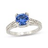 Thumbnail Image 1 of Cushion-Cut Blue Lab-Created Sapphire & White Lab-Created Sapphire Ring Sterling Silver
