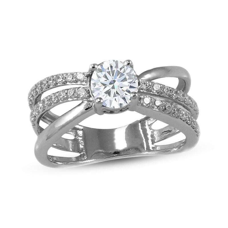 Main Image 1 of White Lab-Created Sapphire Orbit Ring Sterling Silver