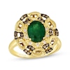 Thumbnail Image 1 of Le Vian Oval-Cut Emerald Chain Link Ring 1/5 ct tw Diamonds 14K Honey Gold
