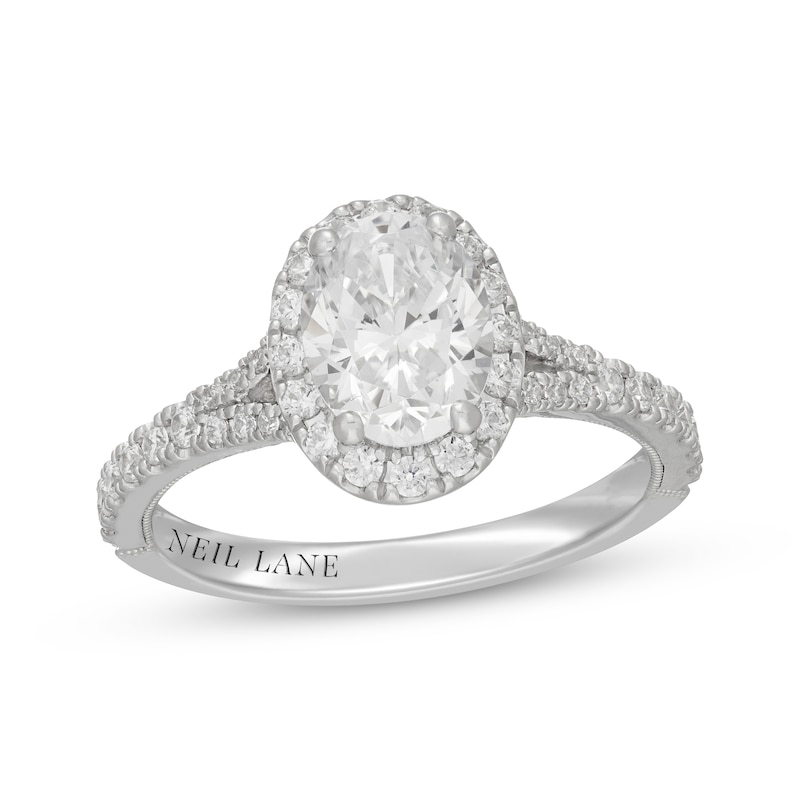 Main Image 4 of Neil Lane Oval-Cut Diamond Halo Engagement Ring 1-7/8 ct tw 14K White Gold