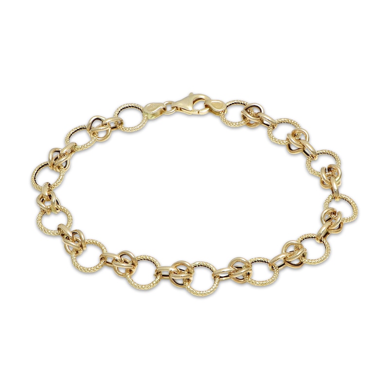 Main Image 1 of 8.6mm Byzantine Chain Bracelet Solid 10K Yellow Gold 7.5"