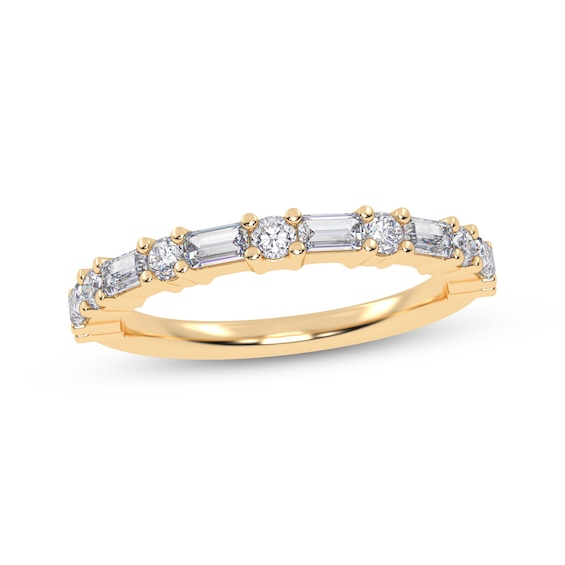 Adore Baguette & Round-Cut Diamond Stackable Anniversary Ring 1/2 ct tw 14K Yellow Gold