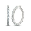Thumbnail Image 1 of Oval-Cut Aquamarine Hoop Earrings Sterling Silver