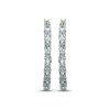 Thumbnail Image 2 of Oval-Cut Aquamarine Hoop Earrings Sterling Silver