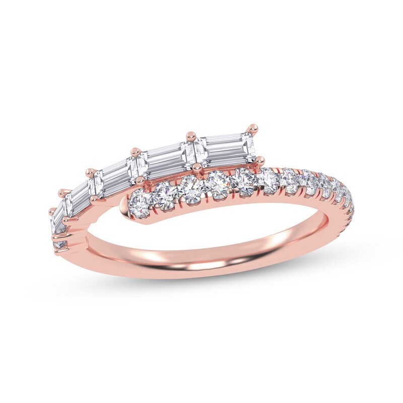 Main Image 1 of Baguette & Round-Cut Diamond Wrap Ring 1/2 ct tw 14K Rose Gold