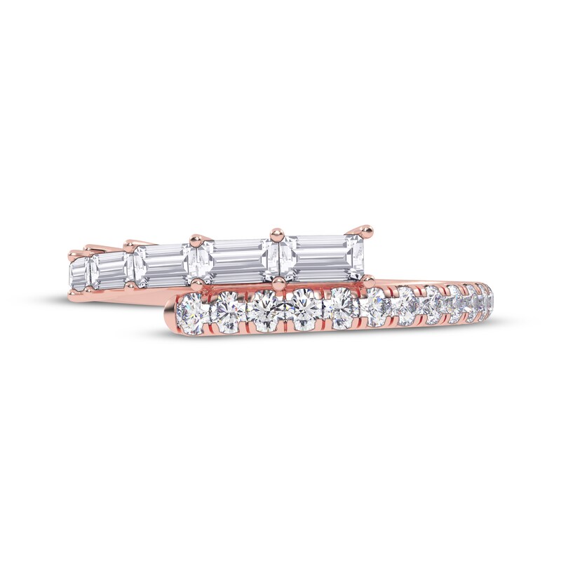 Main Image 3 of Baguette & Round-Cut Diamond Wrap Ring 1/2 ct tw 14K Rose Gold