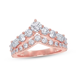 KAY Lab-Grown Diamonds Round & Emerald-Cut Chevron Ring 1-1/2 ct tw 14K Rose Gold