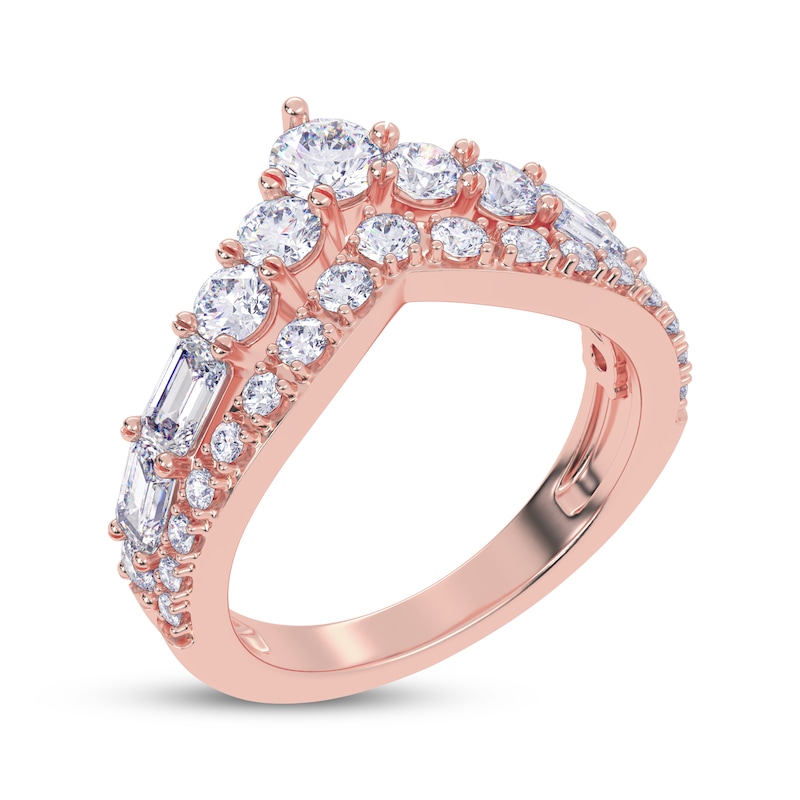 Main Image 2 of KAY Lab-Grown Diamonds Round & Emerald-Cut Chevron Ring 1-1/2 ct tw 14K Rose Gold