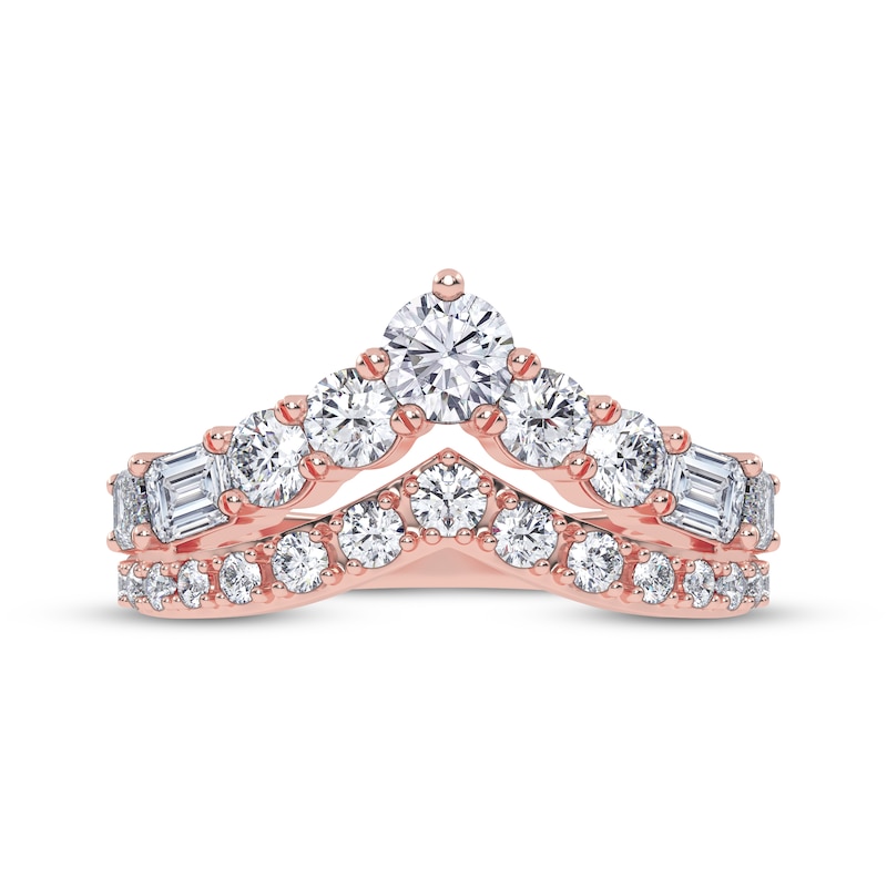 Main Image 3 of KAY Lab-Grown Diamonds Round & Emerald-Cut Chevron Ring 1-1/2 ct tw 14K Rose Gold