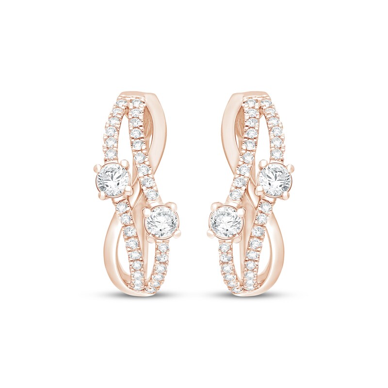 Main Image 2 of KAY Lab-Grown Diamonds Wavy Split Hoop Earrings 1 ct tw 14K Rose Gold