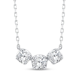 Memories Moments Magic Diamond Three-Stone Necklace 1/2 ct tw 10K White Gold 18"
