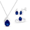 Thumbnail Image 1 of Pear-Shaped Blue Lab-Created Sapphire & White Lab-Created Sapphire Gift Set Sterling Silver