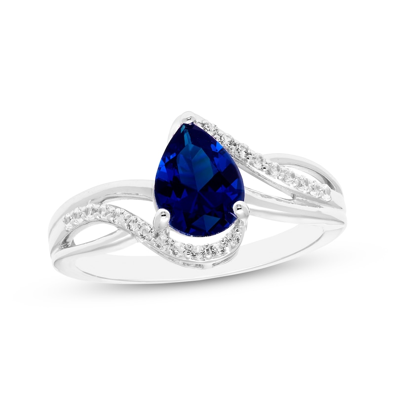 Main Image 3 of Pear-Shaped Blue Lab-Created Sapphire & White Lab-Created Sapphire Gift Set Sterling Silver