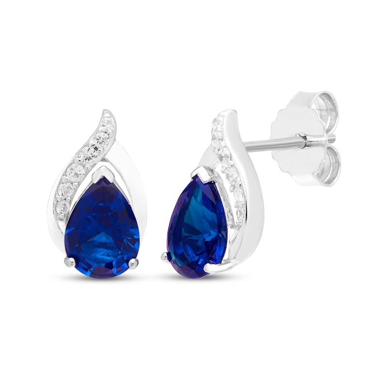 Main Image 4 of Pear-Shaped Blue Lab-Created Sapphire & White Lab-Created Sapphire Gift Set Sterling Silver