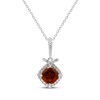 Thumbnail Image 1 of Cushion-Cut Garnet & White Lab-Created Sapphire Necklace Sterling Silver 18"
