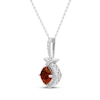 Thumbnail Image 2 of Cushion-Cut Garnet & White Lab-Created Sapphire Necklace Sterling Silver 18"
