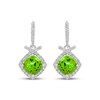 Thumbnail Image 2 of Cushion-Cut Peridot & White Lab-Created Sapphire Drop Earrings Sterling Silver
