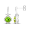 Thumbnail Image 3 of Cushion-Cut Peridot & White Lab-Created Sapphire Drop Earrings Sterling Silver