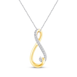 Diamond Pinky Promise Infinity Necklace 1/10 ct tw 10K Two-Tone Gold 18"