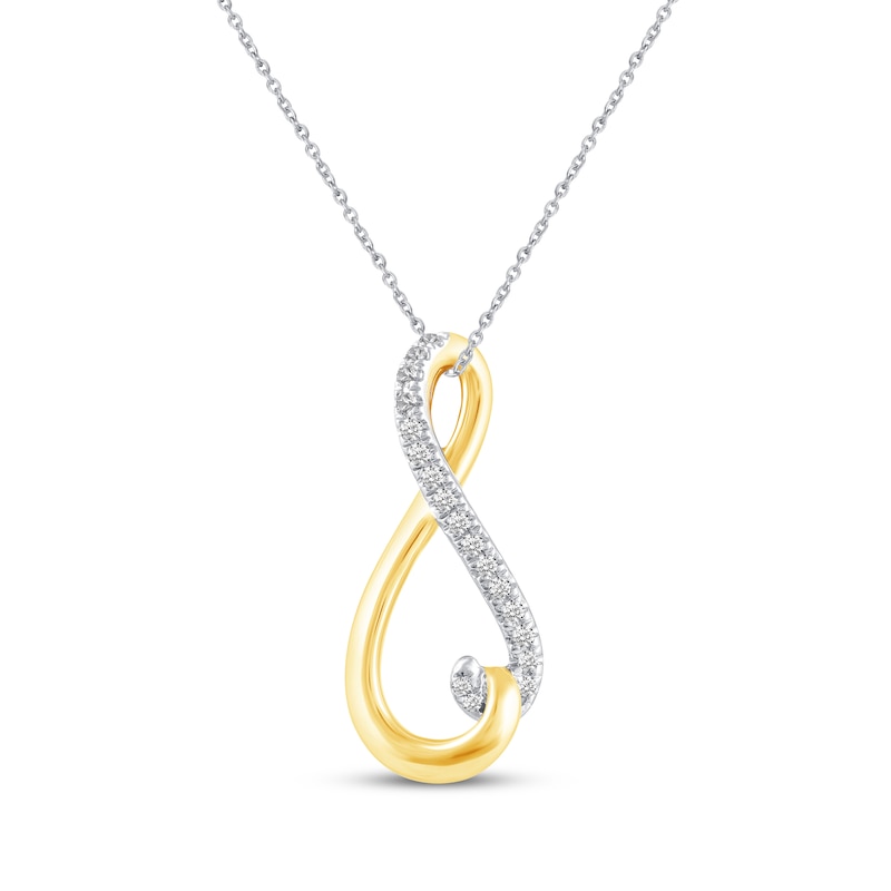 Main Image 1 of Diamond Pinky Promise Infinity Necklace 1/10 ct tw 10K Two-Tone Gold 18"