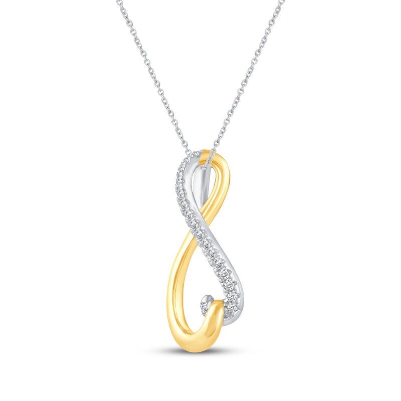 Main Image 2 of Diamond Pinky Promise Infinity Necklace 1/10 ct tw 10K Two-Tone Gold 18"