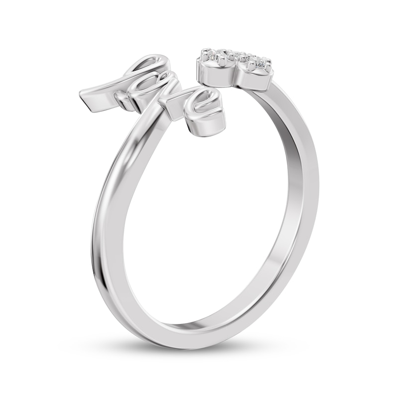 Main Image 2 of Diamond Heart & "Love" Deconstructed Ring 1/15 ct tw 10K White Gold