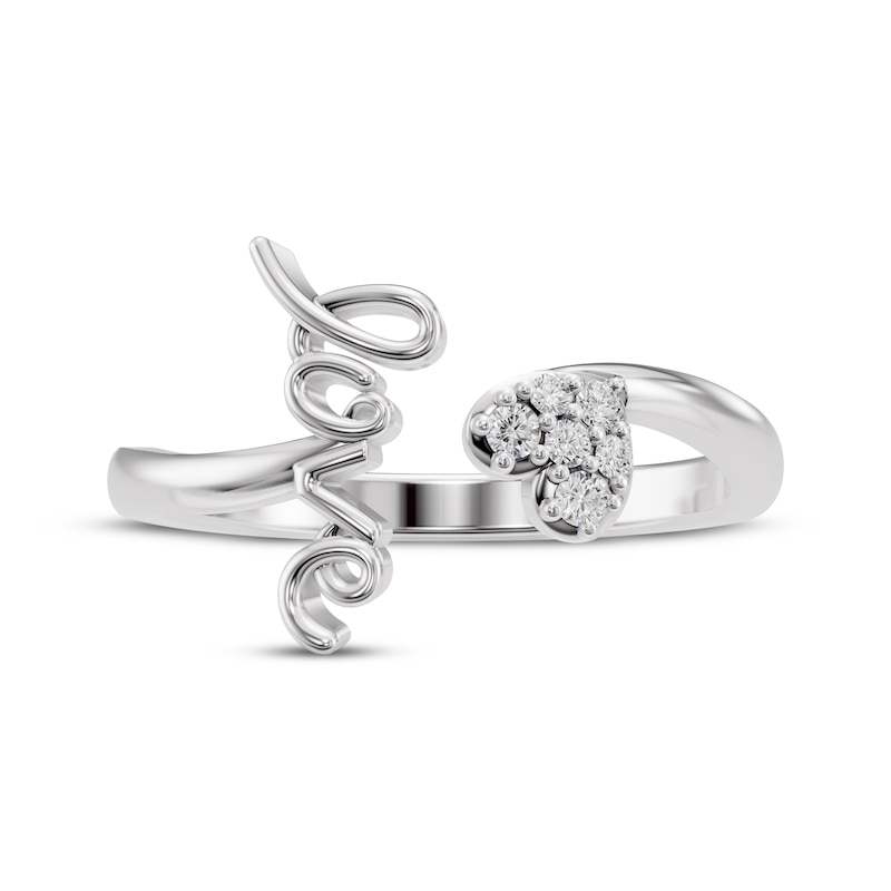 Main Image 3 of Diamond Heart & "Love" Deconstructed Ring 1/15 ct tw 10K White Gold