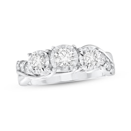 Adore Round-Cut Diamond Three-Stone Engagement Ring 1 ct tw 10K White Gold