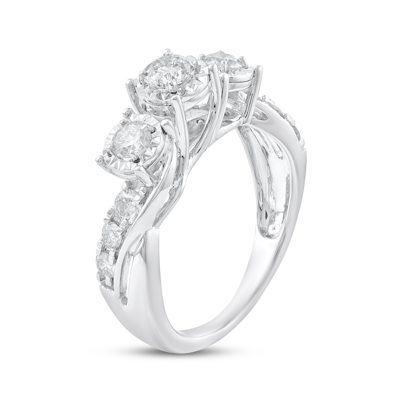 Main Image 2 of Adore Round-Cut Diamond Three-Stone Engagement Ring 1 ct tw 10K White Gold