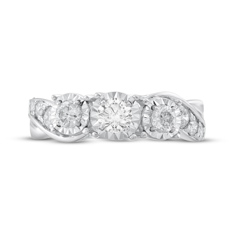 Main Image 3 of Adore Round-Cut Diamond Three-Stone Engagement Ring 1 ct tw 10K White Gold