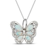 Thumbnail Image 1 of Pear-Shaped & Marquise-Cut Lab-Created Opal & White Lab-Created Sapphire Butterfly Necklace Sterling Silver 18"