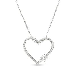 White Lab-Created Sapphire Heart Necklace Sterling Silver 18"
