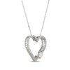 Thumbnail Image 2 of White Lab-Created Sapphire Heart Necklace Sterling Silver 18"
