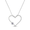 Thumbnail Image 3 of White Lab-Created Sapphire Heart Necklace Sterling Silver 18"