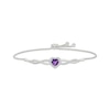 Thumbnail Image 1 of Heart-Shaped Amethyst & White Lab-Created Sapphire Twist Bolo Bracelet Sterling Silver 9.5"