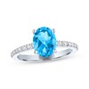 Thumbnail Image 1 of Oval-Cut Swiss Blue Topaz & White Lab-Created Sapphire Ring Sterling Silver