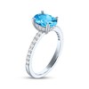 Thumbnail Image 2 of Oval-Cut Swiss Blue Topaz & White Lab-Created Sapphire Ring Sterling Silver