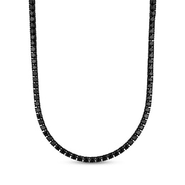 Men's Black Spinel Line Necklace Black Ion-Plated Stainless Steel 20"