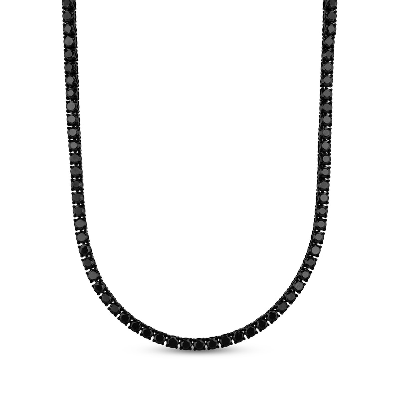 Main Image 1 of Men's Black Spinel Line Necklace Black Ion-Plated Stainless Steel 20"
